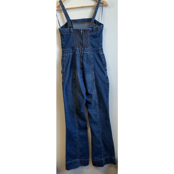 Women’s Denim Overalls Sincerely Wide Leg Style Retro Side Zipper Blue Size S - Picture 8 of 9
